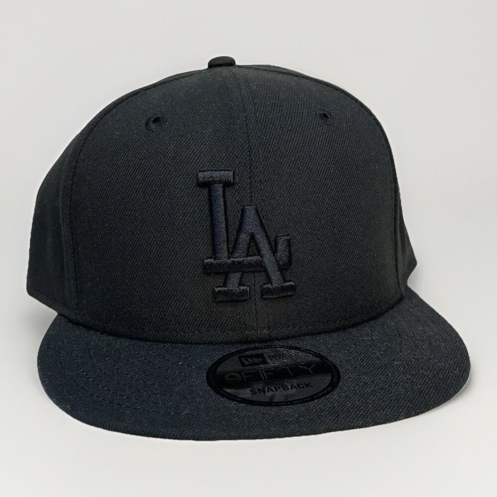 New Era LA Dodgers Los Angeles Black on Black 9Fifty A-Frame Snapback MLB New